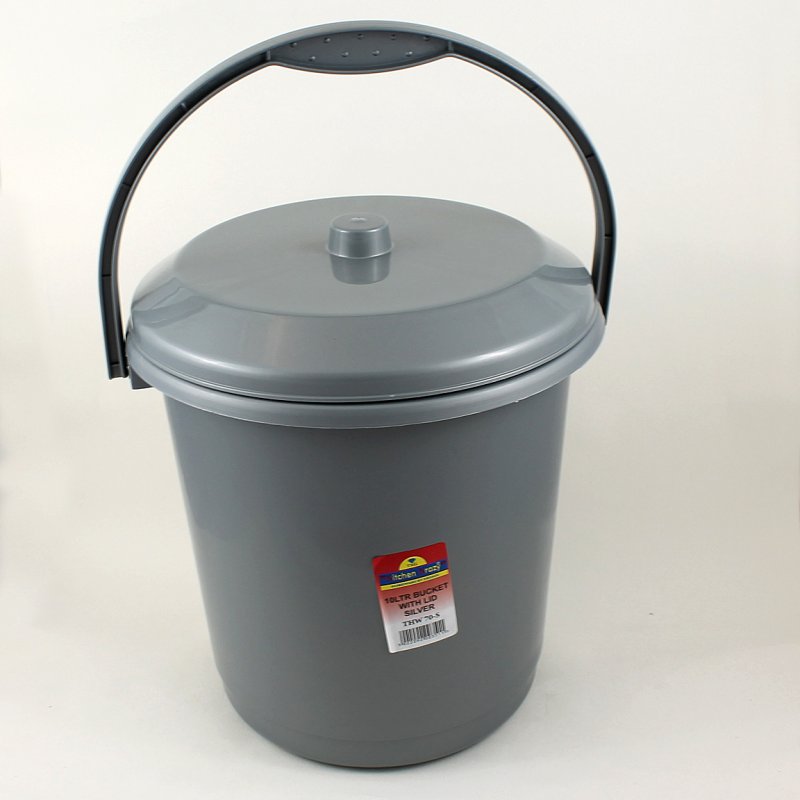 10L BUCKET WITH LID SILVER TML | Middlewich